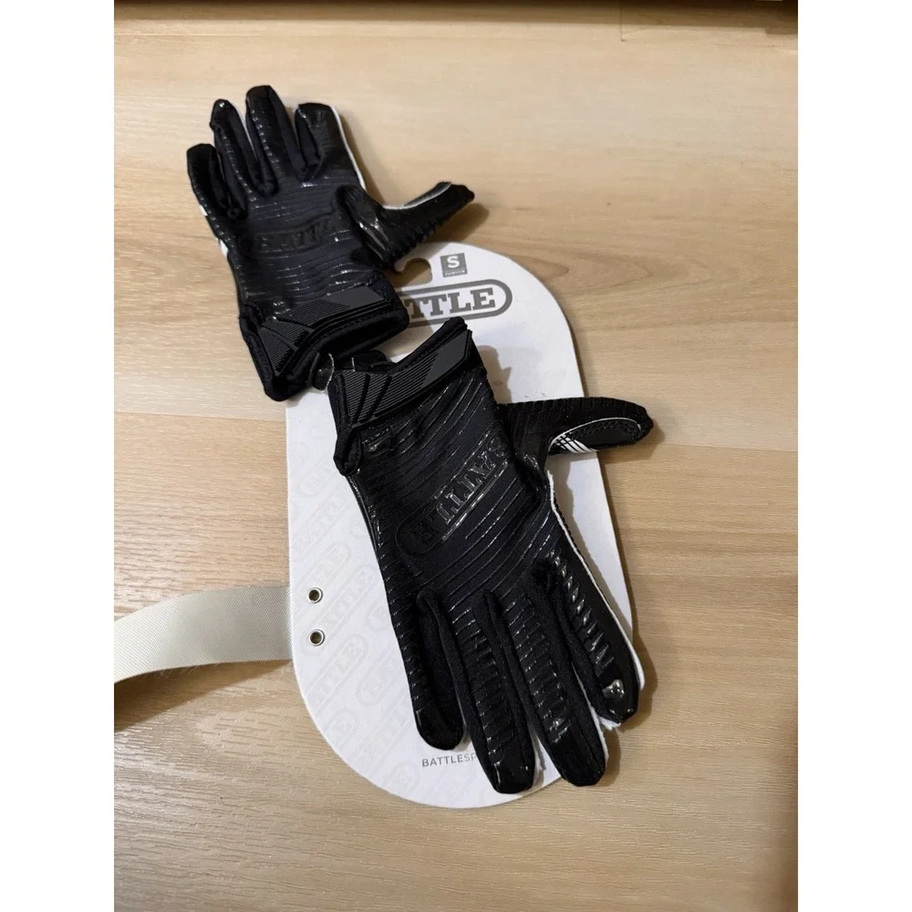 Battle Doom 1.0 Youth Small Junior Football Receiver Gloves Black White